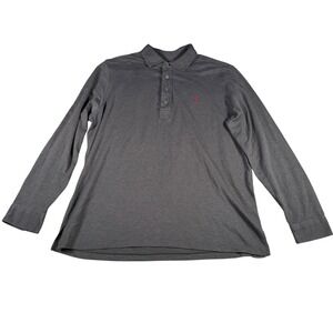 Polo Ralph Lauren Polo Shirt Men XL Gray Long Sleeve Cotton Jersey Red Pony